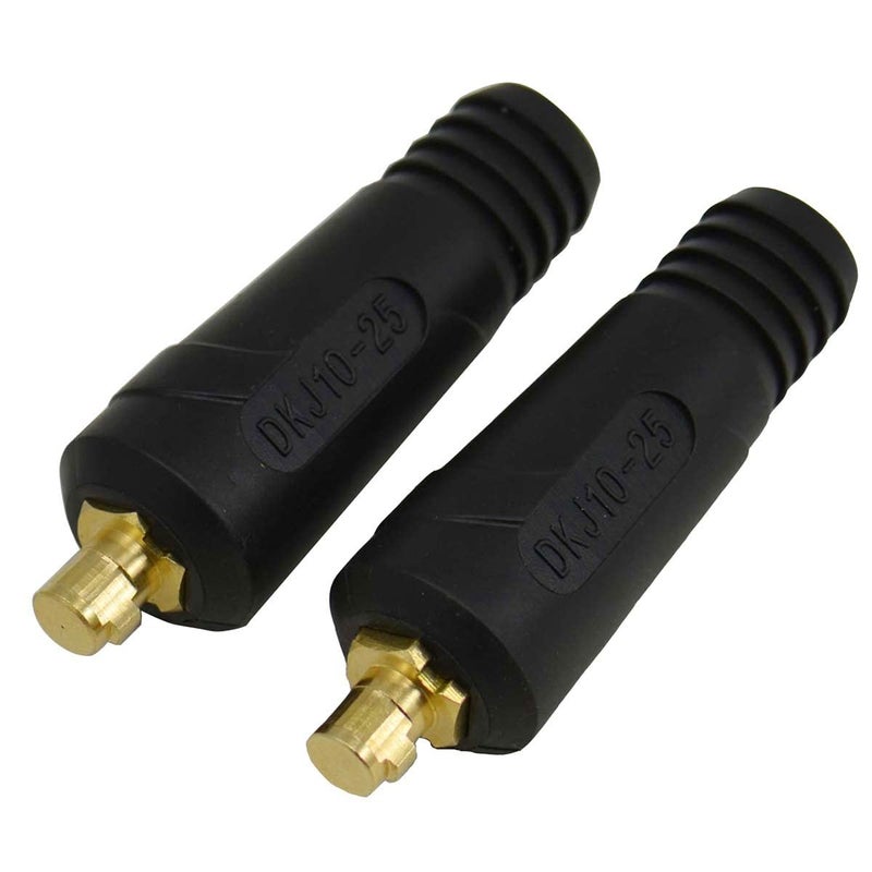 RIVERWELD TIG Welding Cable Panel Connector Plug DKJ10-25 200Amp with Black Color Dinse-Style Quick Fitting Pack of 2